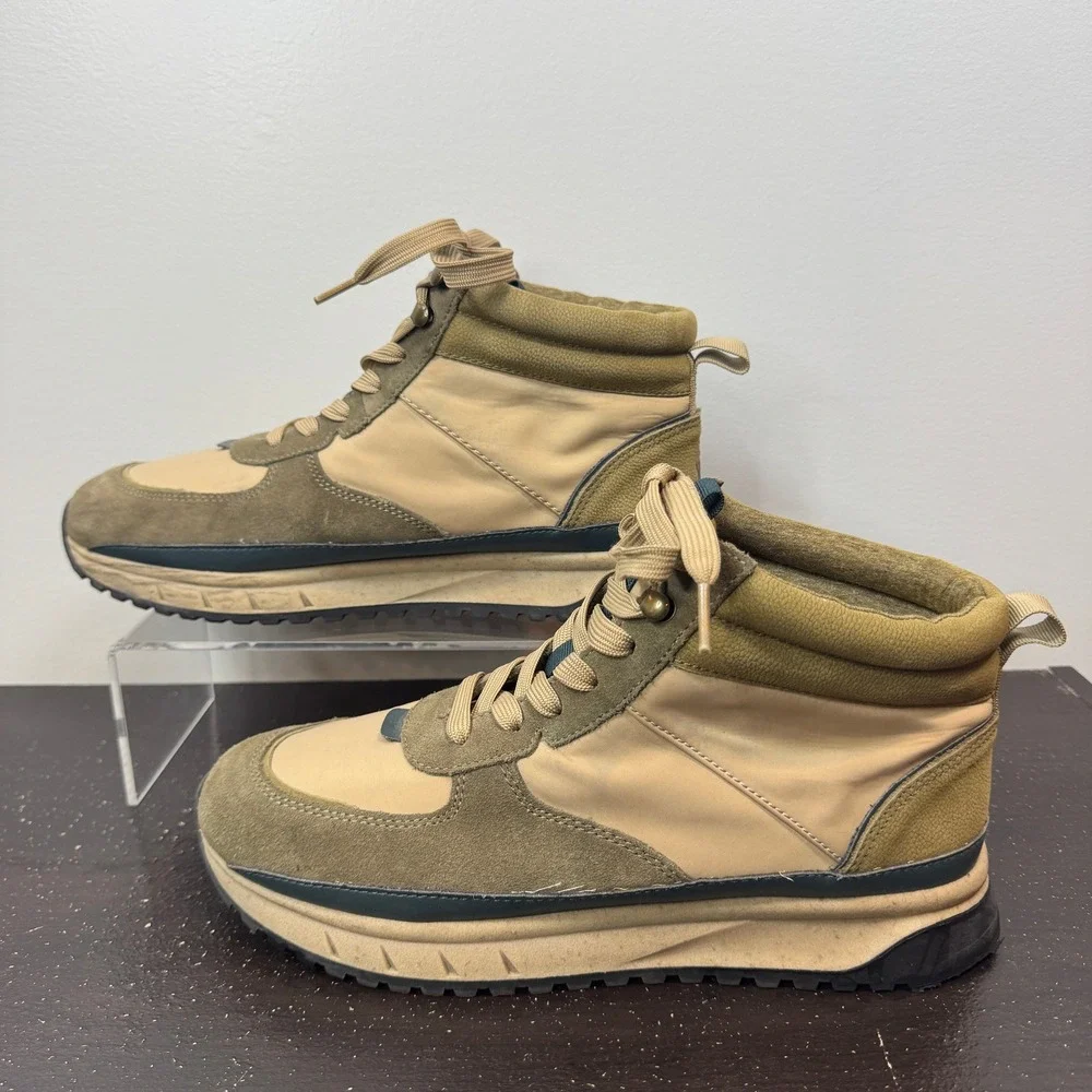 Madewell MWL Court High Top Sneakers Womens 9.5 Olive Green Tan Suede‎ Nylon